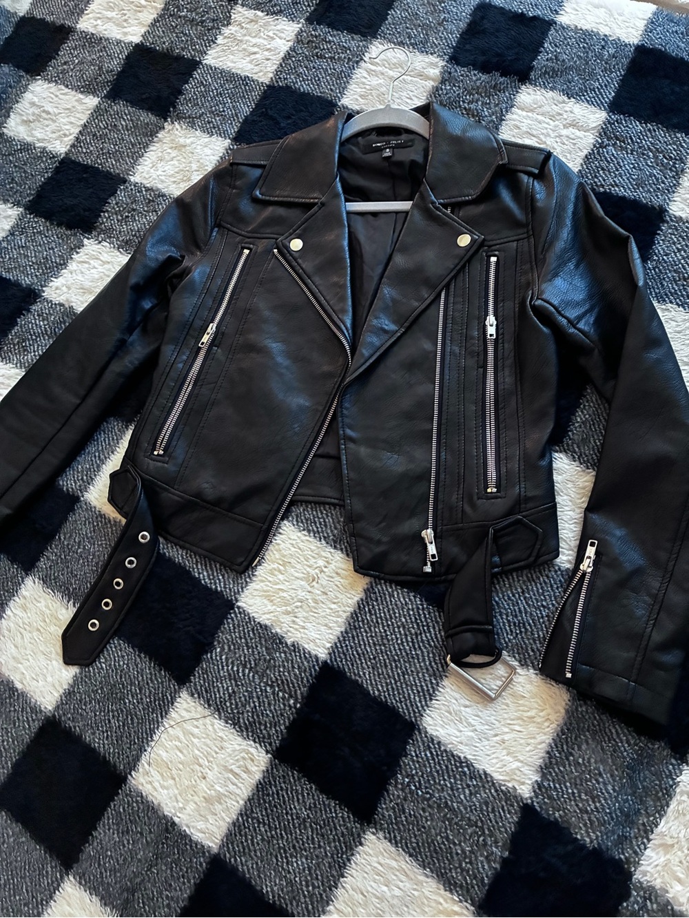Romeo & Juliet Couture Black Faux Leather Moto Jacket